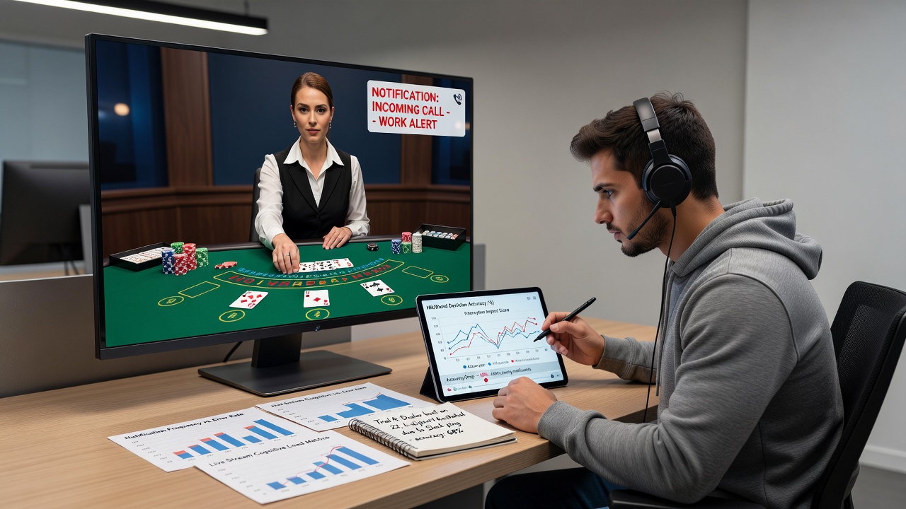Live dealer blackjack stream interface showing real-time gameplay with potential notification overlays