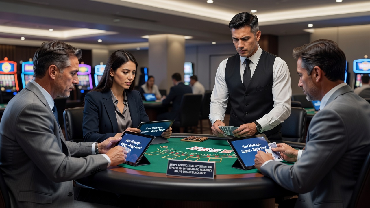 Close-up of player interface during live blackjack with overlaid notification example