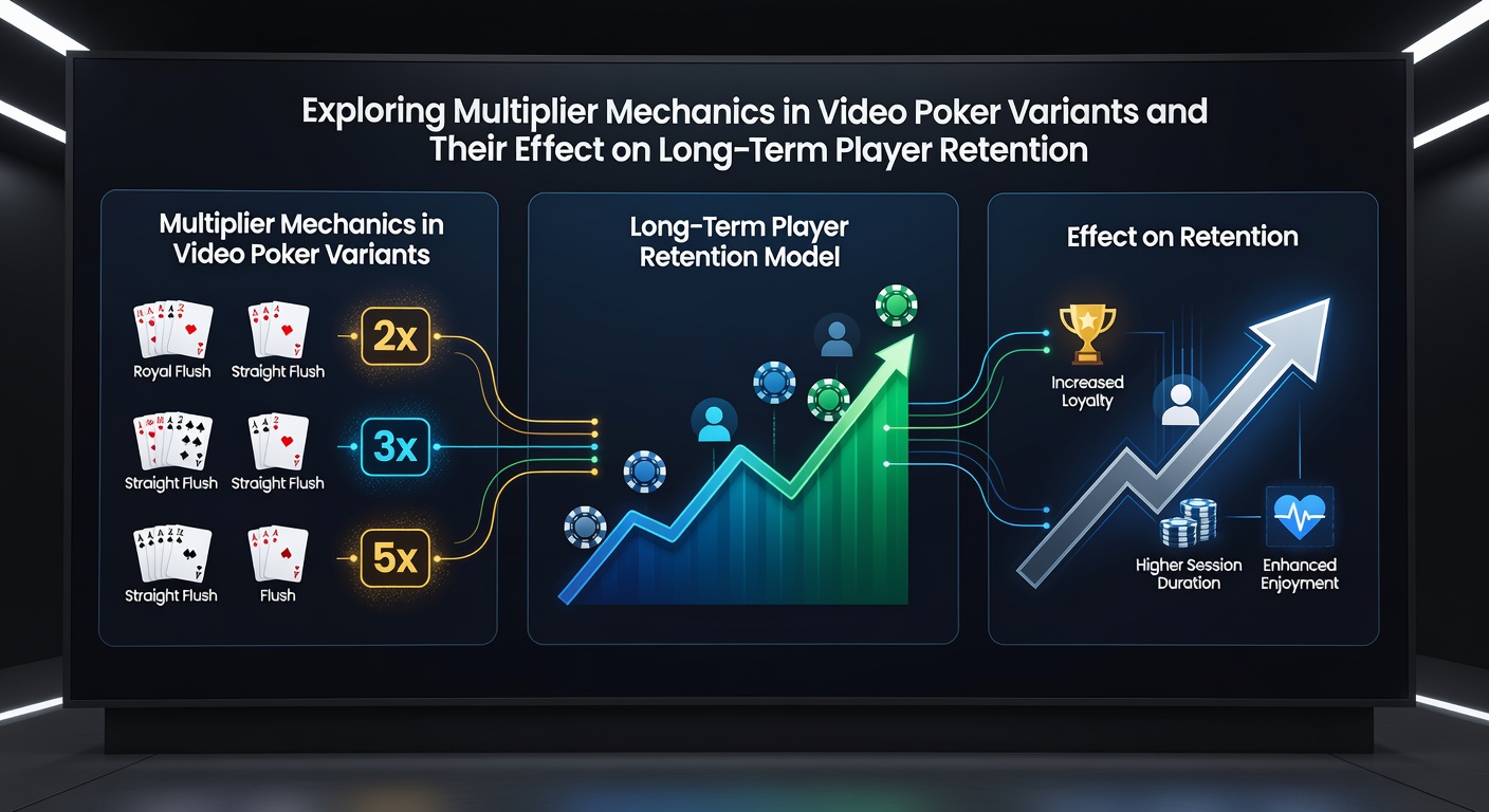 Analytics dashboard showing player retention trends for video poker variants with multipliers