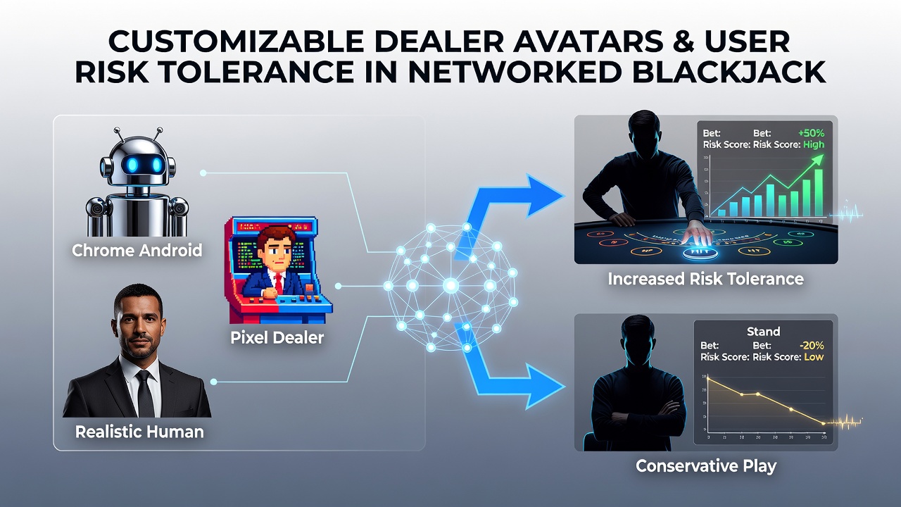Customizable dealer avatars displayed on a networked blackjack interface with various character options