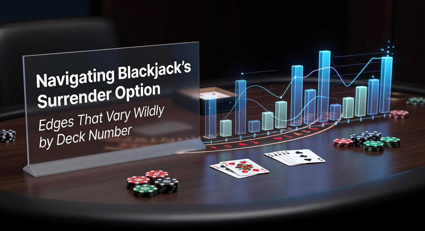 Close-up of a blackjack table highlighting the surrender chip position, with cards and chips scattered around
