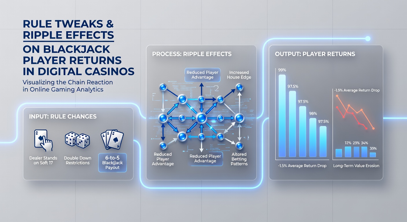 Analytics dashboard displaying blackjack return-to-player percentages and rule configuration comparisons across multiple online casino platforms