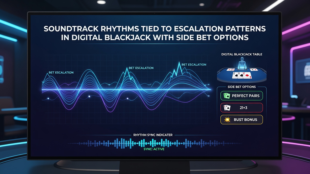 Side-by-side comparison of soundtrack waveform and side bet wager frequency graphs in digital blackjack sessions